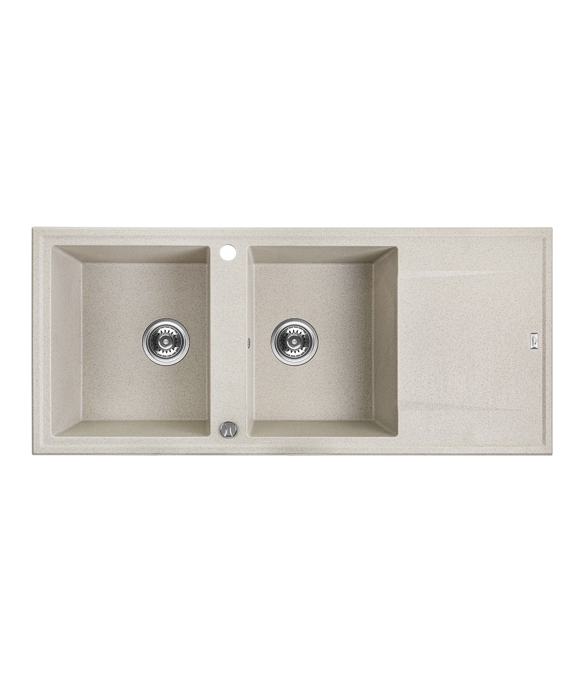 Granitspüle 2-Becken MEGALO Beige 50x116 mit Abtropffläche | inkl. Siphon!
