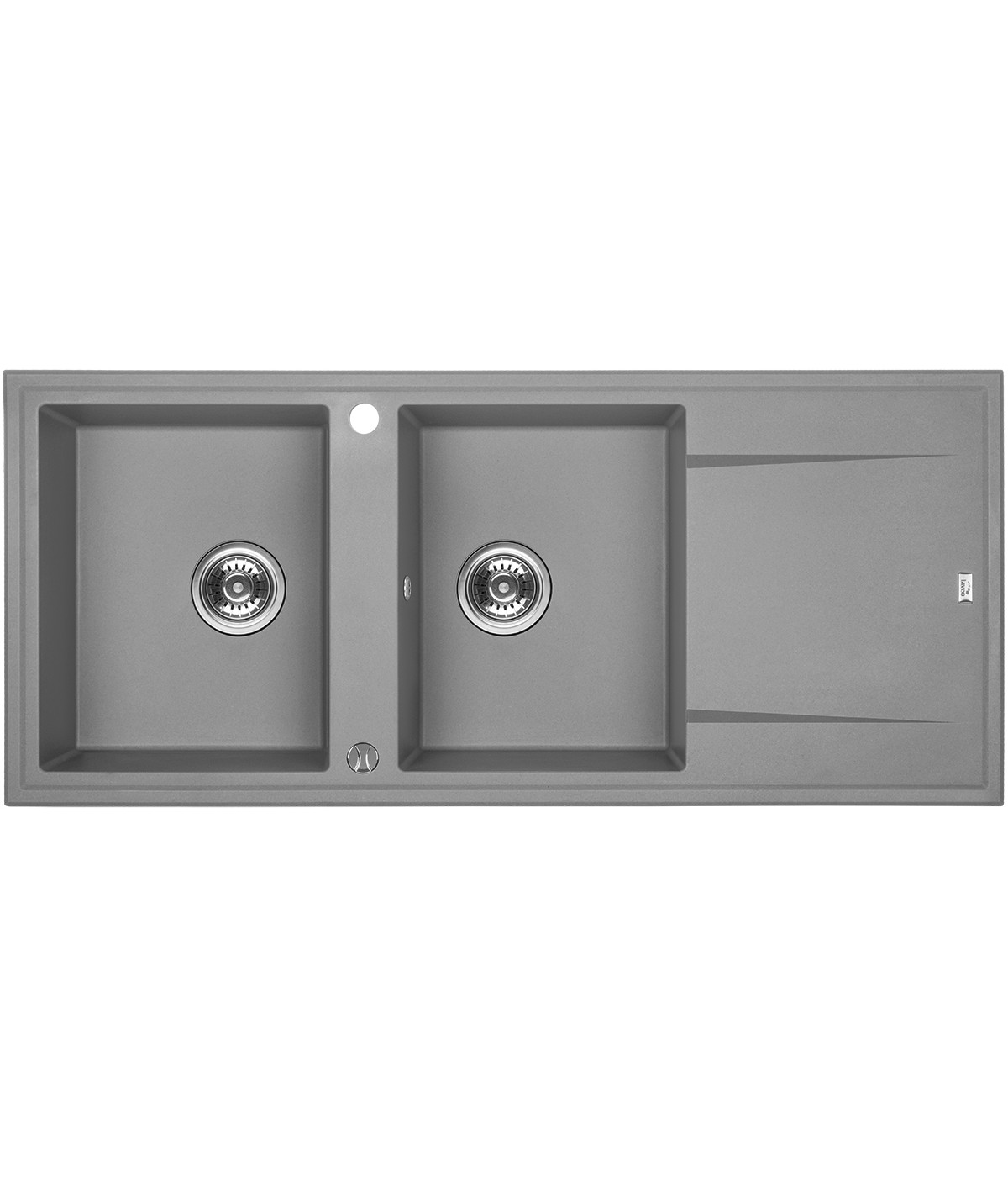 Granitspüle 2-Becken MEGALO Grau 50x116 mit Abtropffläche | inkl. Siphon!