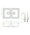 SET Küchenarmatur & Granitspüle 2-Becken CELIA Schwarz 48x76 | inkl. Siphon!