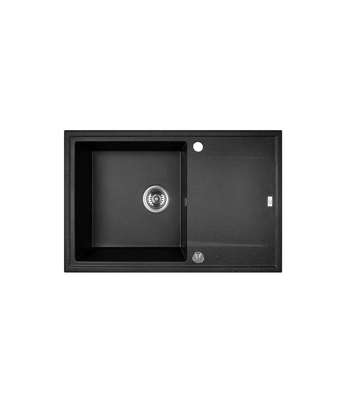 Granitspüle 1-Becken MEGALO Schwarz 50x78 mit Abtropffläche | inkl. Siphon!