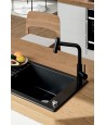 Granitspüle 1-Becken PIONIERO Schwarz 50x78 mit kurzer Abtropffläche | inkl. Siphon!