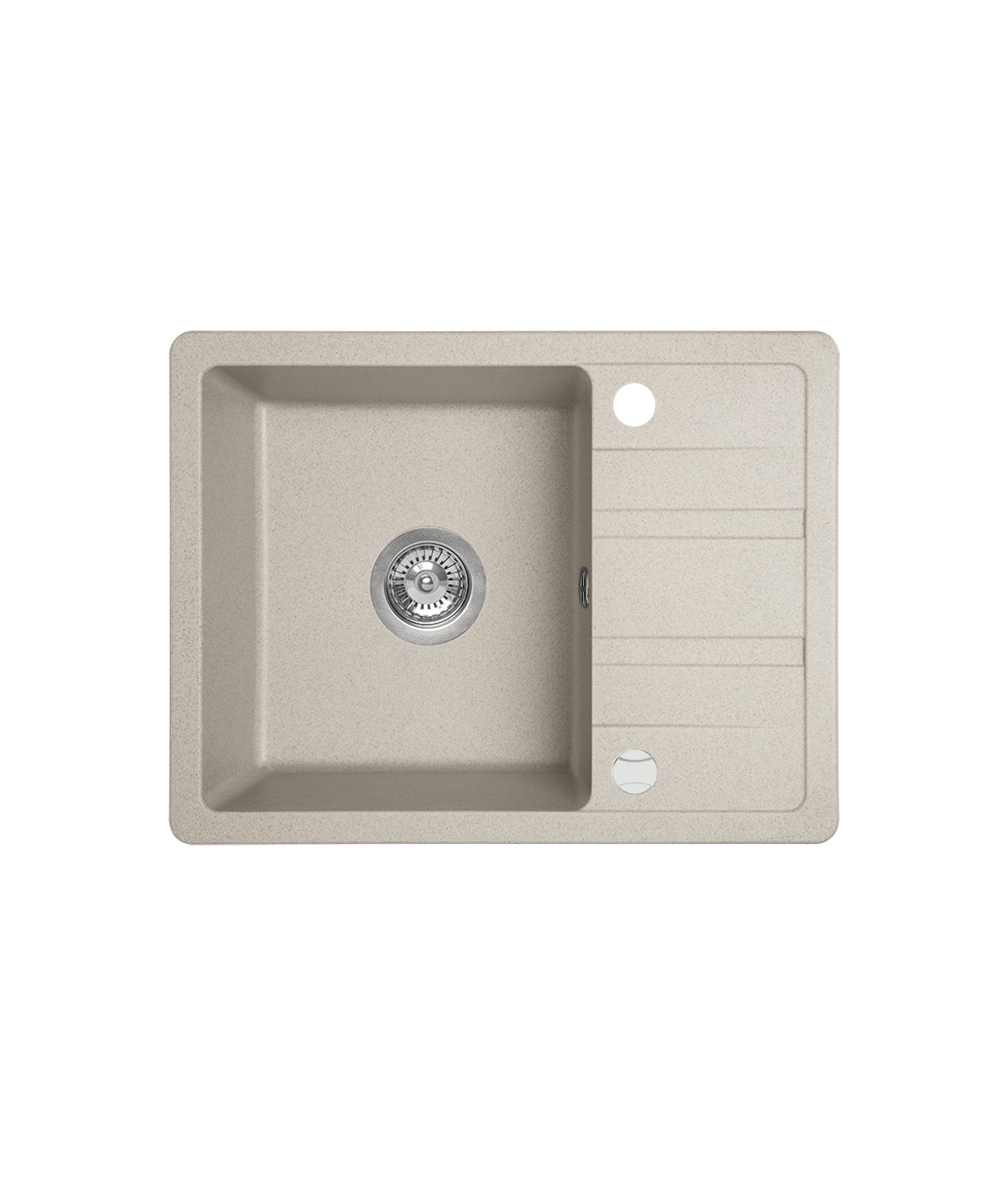 Granitspüle 1-Becken STELLAZ Beige 44x58 mit kurzer Abtropffläche | inkl. Siphon!