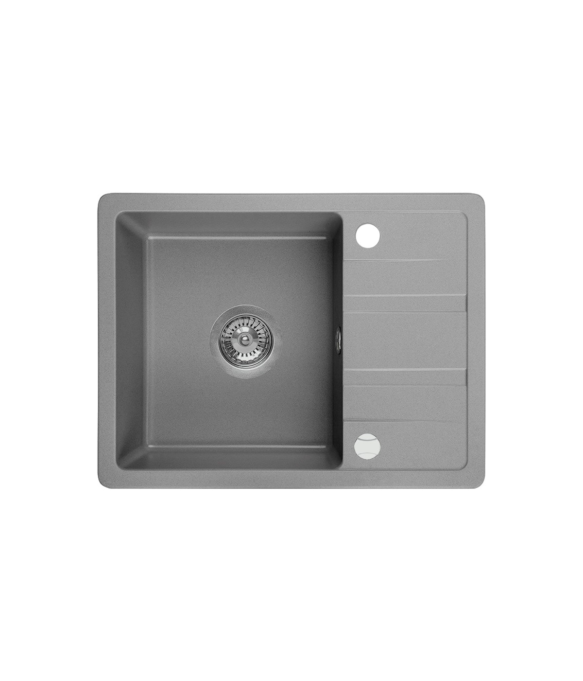 Granitspüle 1-Becken STELLAZ Grau 44x58 mit kurzer Abtropffläche | inkl. Siphon!