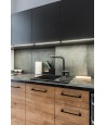 Granitspüle 1-Becken STELLAZ Schwarz 44x58 mit kurzer Abtropffläche | inkl. Siphon!
