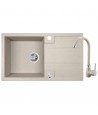 SET Küchenarmatur & Granitspüle 1-Becken BARBADOS Grau 44x76 mit Abtropffläche | inkl. Siphon!