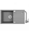 SET Küchenarmatur & Granitspüle 1-Becken BARBADOS Grau 44x76 mit Abtropffläche | inkl. Siphon!