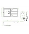 SET Küchenarmatur & Granitspüle 1-Becken BARBADOS Grau 44x76 mit Abtropffläche | inkl. Siphon!