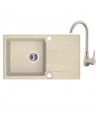 SET Küchenarmatur & Granitspüle 1-Becken CELIA Beige 44x76 mit Abtropffläche | inkl. Siphon!