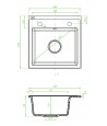Granitspüle 1-Becken T.III Grau 44x44 | inkl. Siphon!