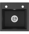 Granitspüle 1-Becken T.III Schwarz 44x44 | inkl. Siphon!