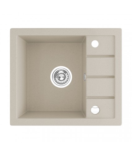 Granitspüle 1-Becken T.III Beige 49,5x57 mit kurzer Abtropffläche | inkl. Siphon!