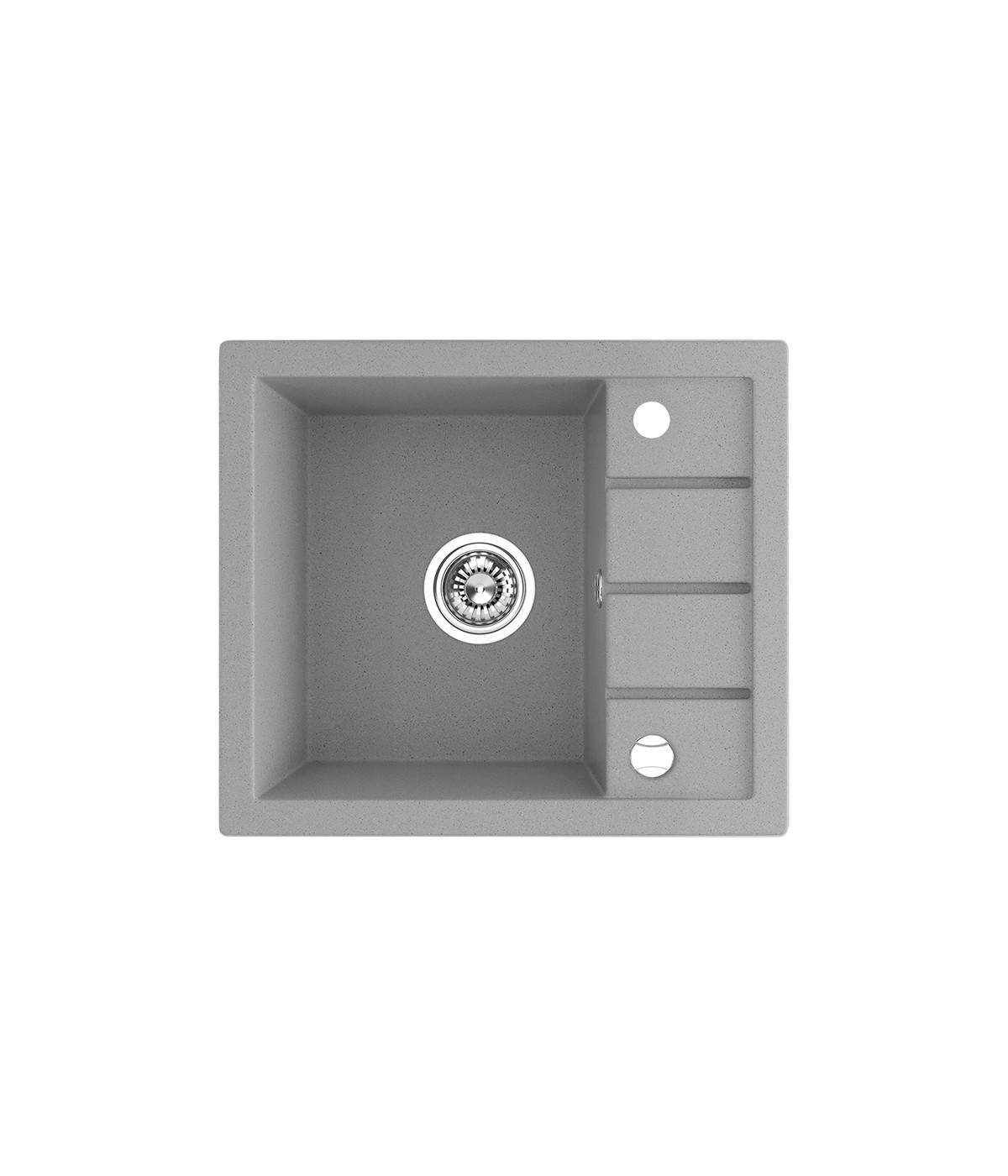 Granitspüle 1-Becken T.III Grau 49,5x57 mit kurzer Abtropffläche | inkl. Siphon!