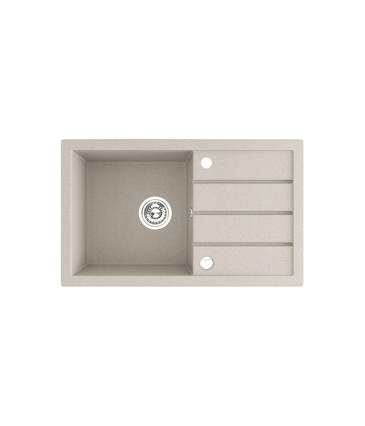 Granitspüle 1-Becken T.III Beige 48x79 mit Abtropffläche | inkl. Siphon!