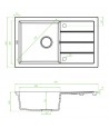 Granitspüle 1-Becken T.III Beige 48x79 mit Abtropffläche | inkl. Siphon!