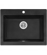 Granitspüle mit Schürze 1-Becken KOMODO Schwarz 49x63 | inkl. Siphon!