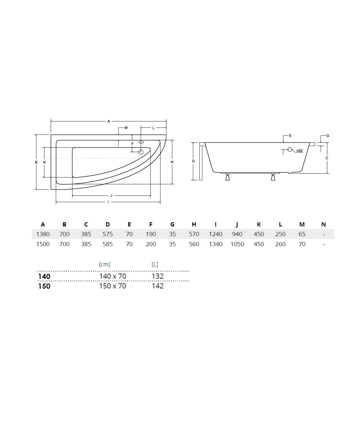 ECKBADEWANNE 150x70 LINKS PRAKTIKA Ablaufgarnitur + Füße GRATIS !