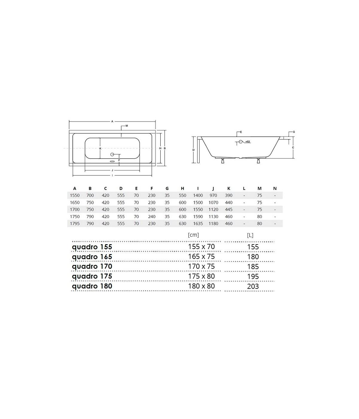 RECHTECK BADEWANNE 180x80 QUADROS Ablaufgarnitur + Füße GRATIS !