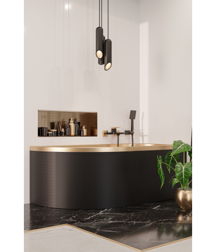 Badewannenarmatur MIDNIGHTE Schwarz-Gold Badarmatur Wannenbatterie