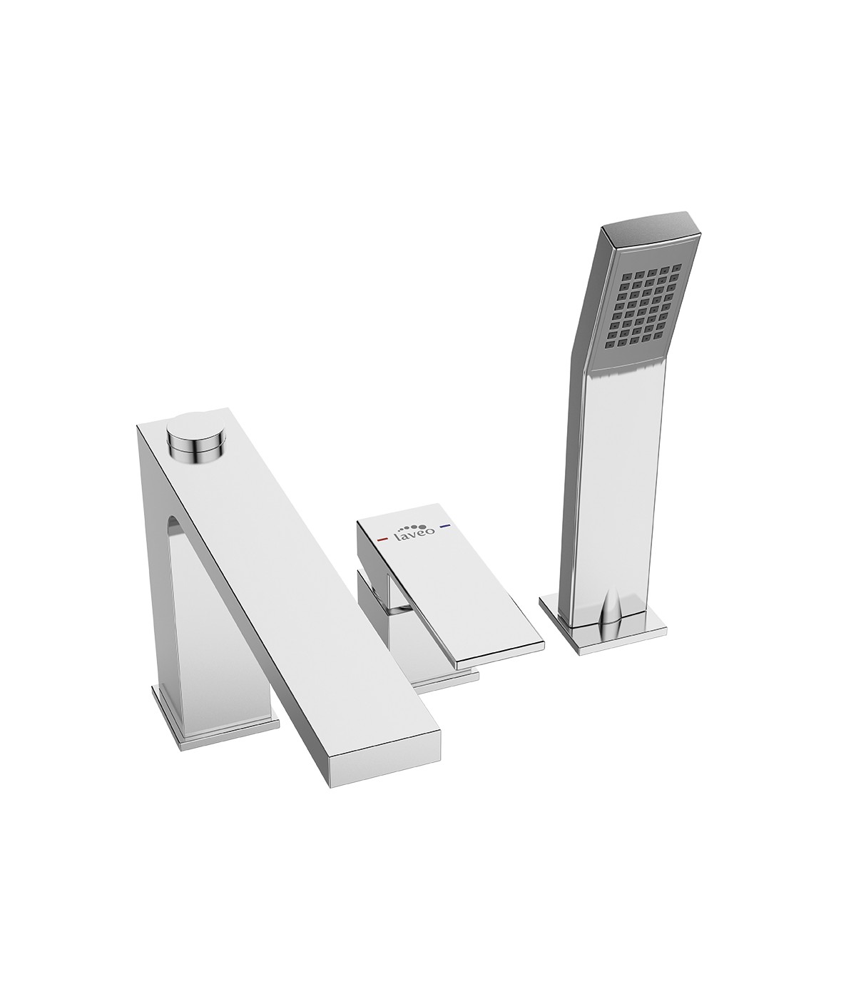 Badewannenarmatur 3-Loch KVADRATO Silber Badarmatur Wannenbatterie