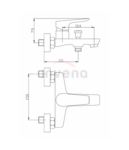 Badewannenarmatur DOKOS Schwarz-Silber Badarmatur Wannenbatterie