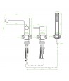 Badewannenarmatur 3-Loch POLLA Silber Badarmatur Wannenbatterie