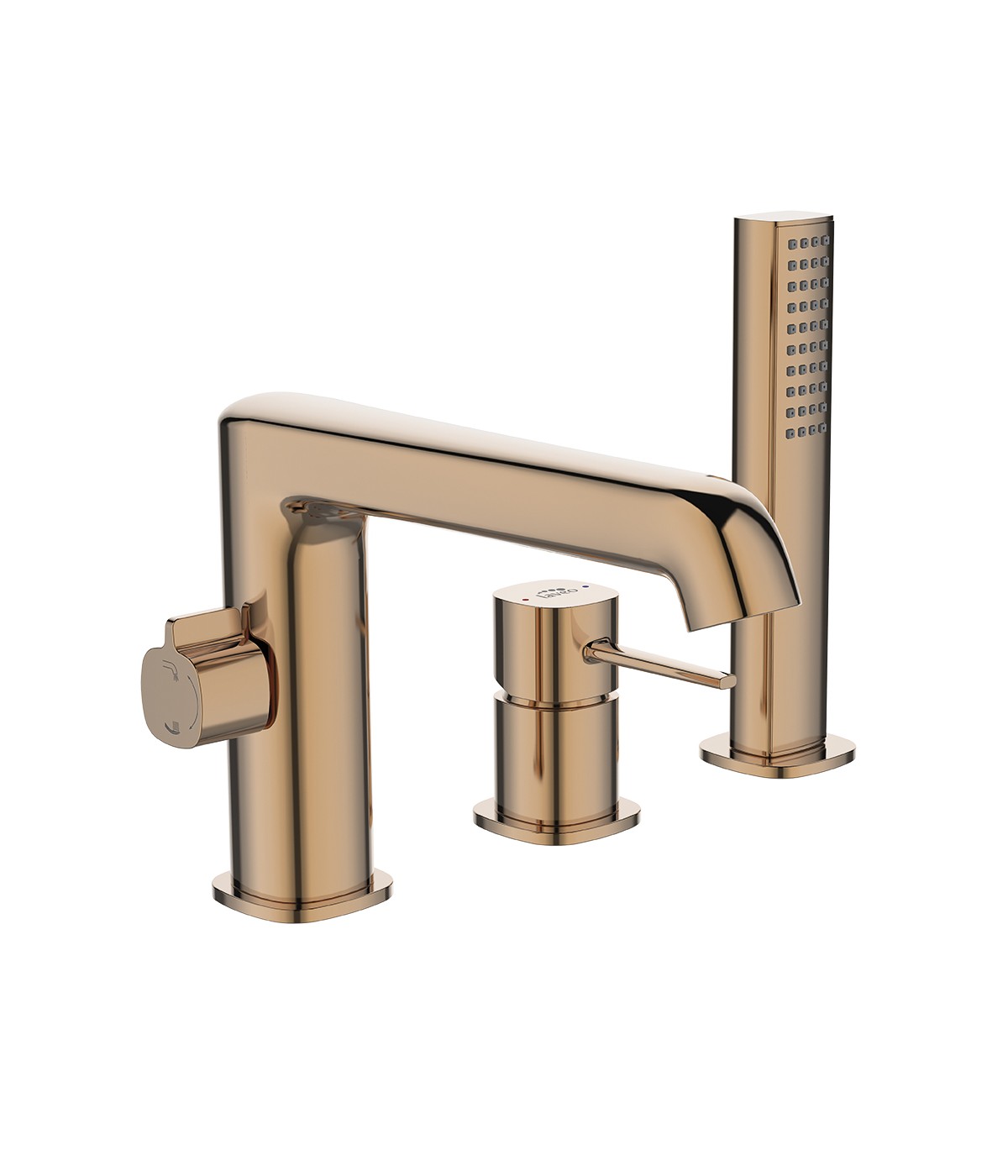 Badewannenarmatur 3-Loch POLLA Rosegold Badarmatur Wannenbatterie