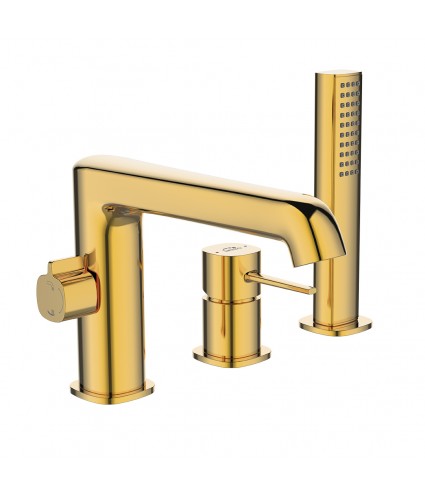 Badewannenarmatur 3-Loch POLLA Gold Badarmatur Wannenbatterie