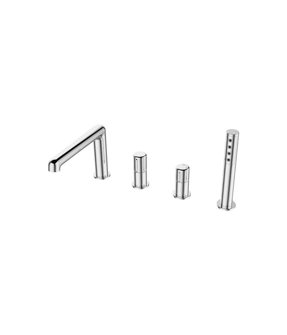 Badewannenarmatur 4-Loch PRETTO Silber Badarmatur Wannenbatterie