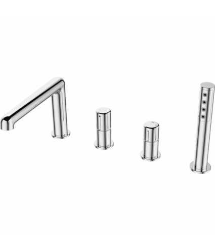 Badewannenarmatur 4-Loch PRETTO Silber Badarmatur Wannenbatterie