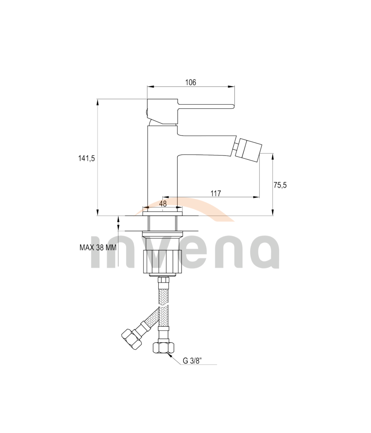 Bidetarmatur GLAMOUR Silber Badarmatur Bidet-Mischbatterie