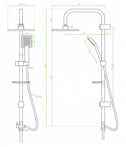 Regendusche DROP Silber Handbrause, Duschsystem