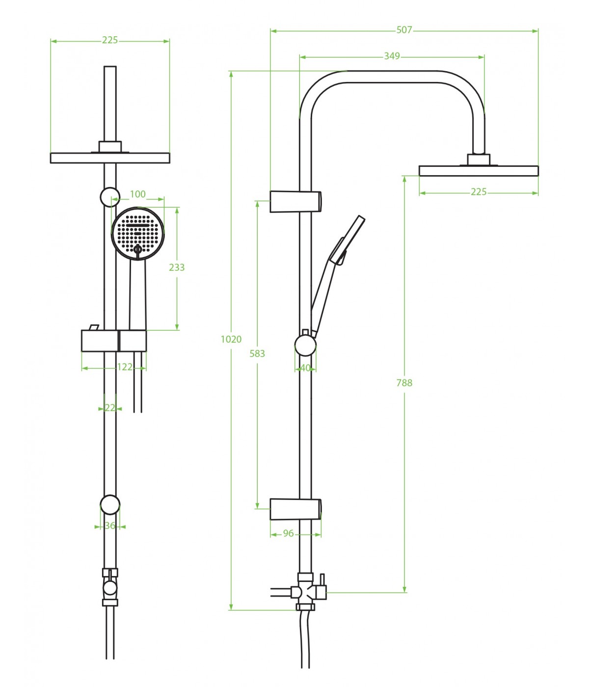 Regendusche LESTE Silber Handbrause, Duschsystem