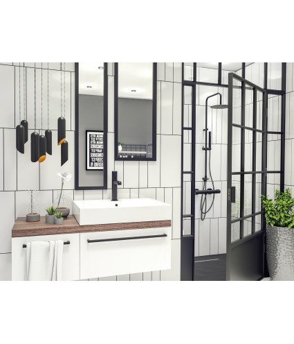 Regendusche PRETTO Schwarz Handbrause, Duschsystem