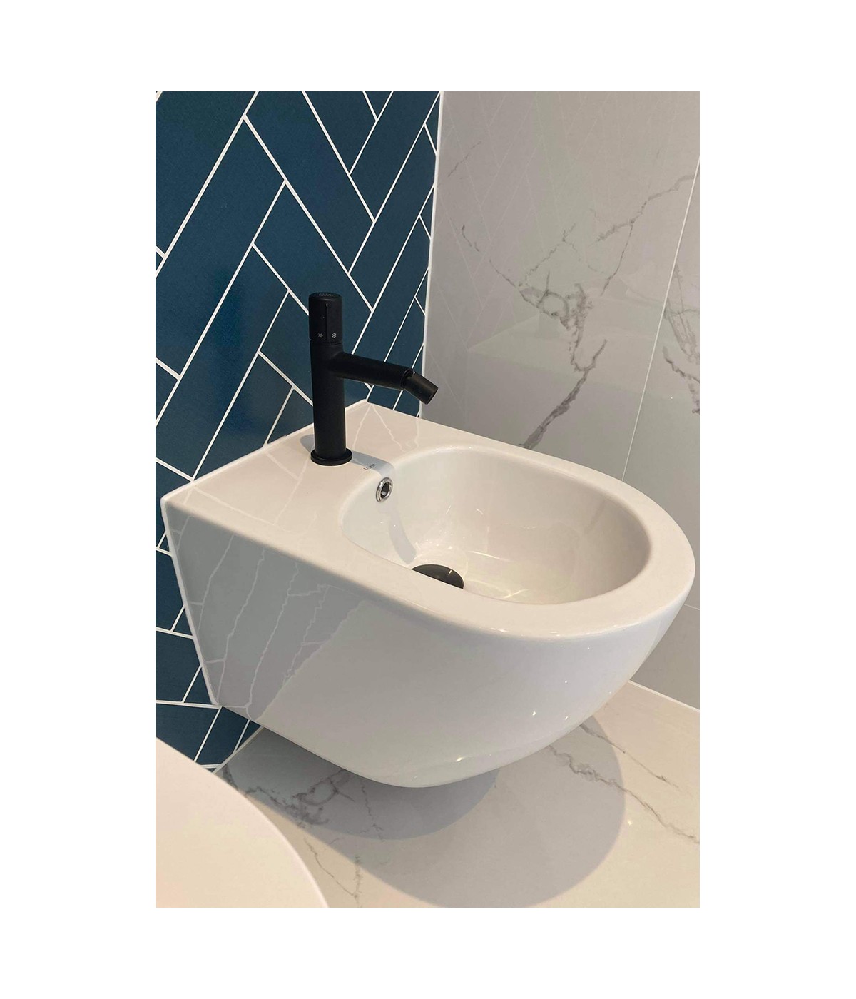 Bidetarmatur PRETTO Schwarz Badarmatur Bidet-Mischbatterie + Click-Clack