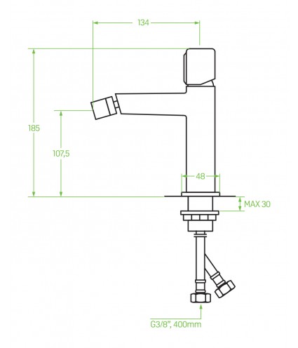 Bidetarmatur PRETTO Grau Badarmatur Bidet-Mischbatterie + Click-Clack
