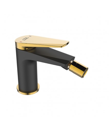 Bidetarmatur RUBIO Schwarz-Gold Badarmatur Bidet-Mischbatterie + Click-Clack