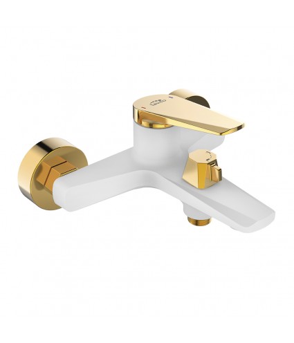 Badewannenarmatur RUBIO Weiß-Gold Badarmatur Wannenbatterie