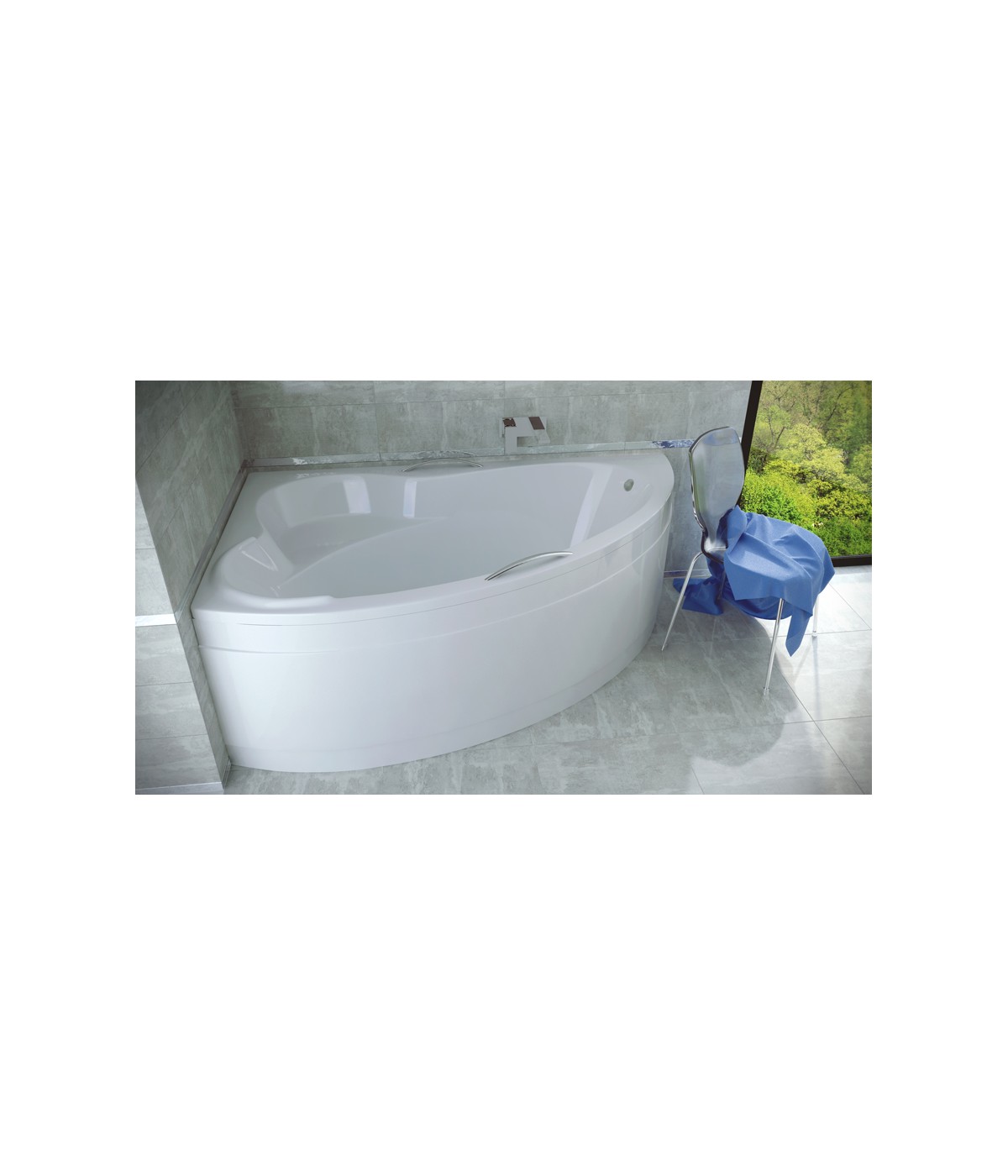 ECKBADEWANNE 140x90 LINKS ADA Ablaufgarnitur + Füße GRATIS