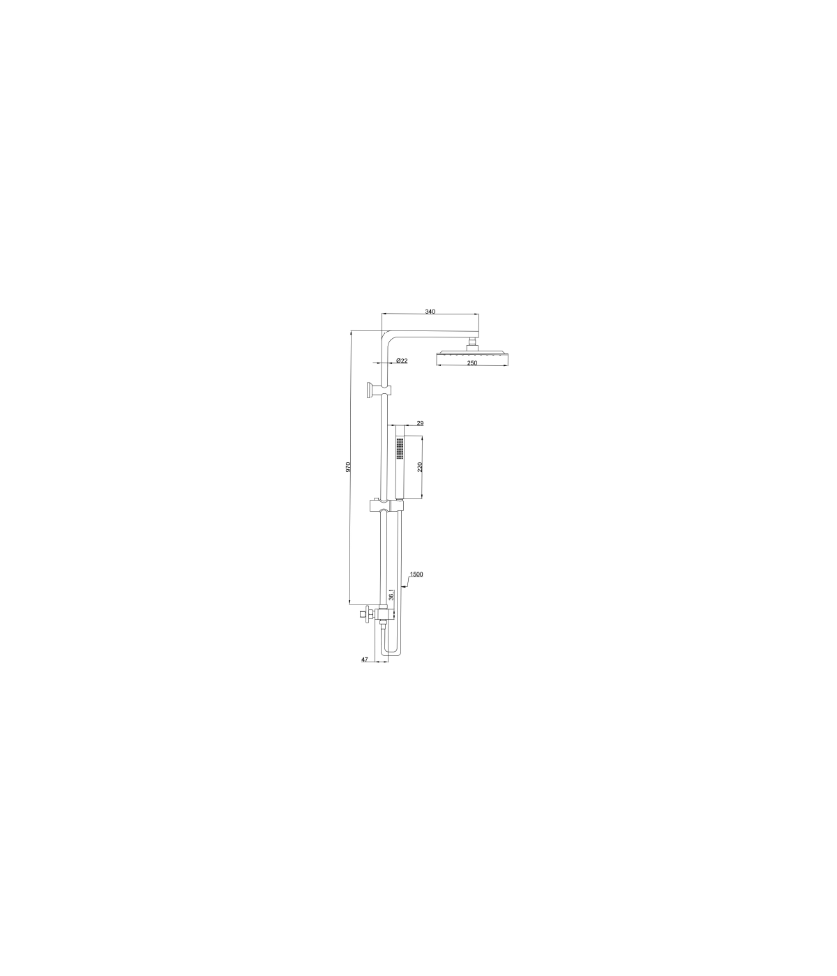 Brausegarnitur SVARTE Thermostatisch Schwarz Duschsäule