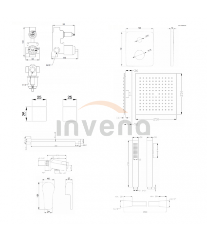 Duschsystem Unterputz Armatur Set VERSO Silber