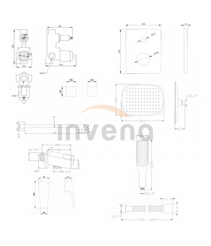 Duschsystem Unterputz Armatur Set DOKOS Silber