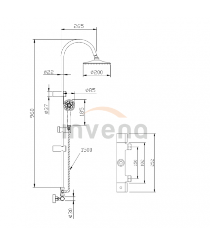 Brausegarnitur GRACJA Thermostatisch Silber Duschsäule