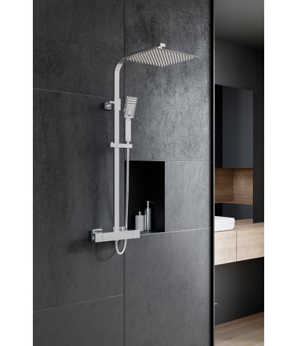 Brausegarnitur Thermostatisch KVADRATO Silber Duschsäule