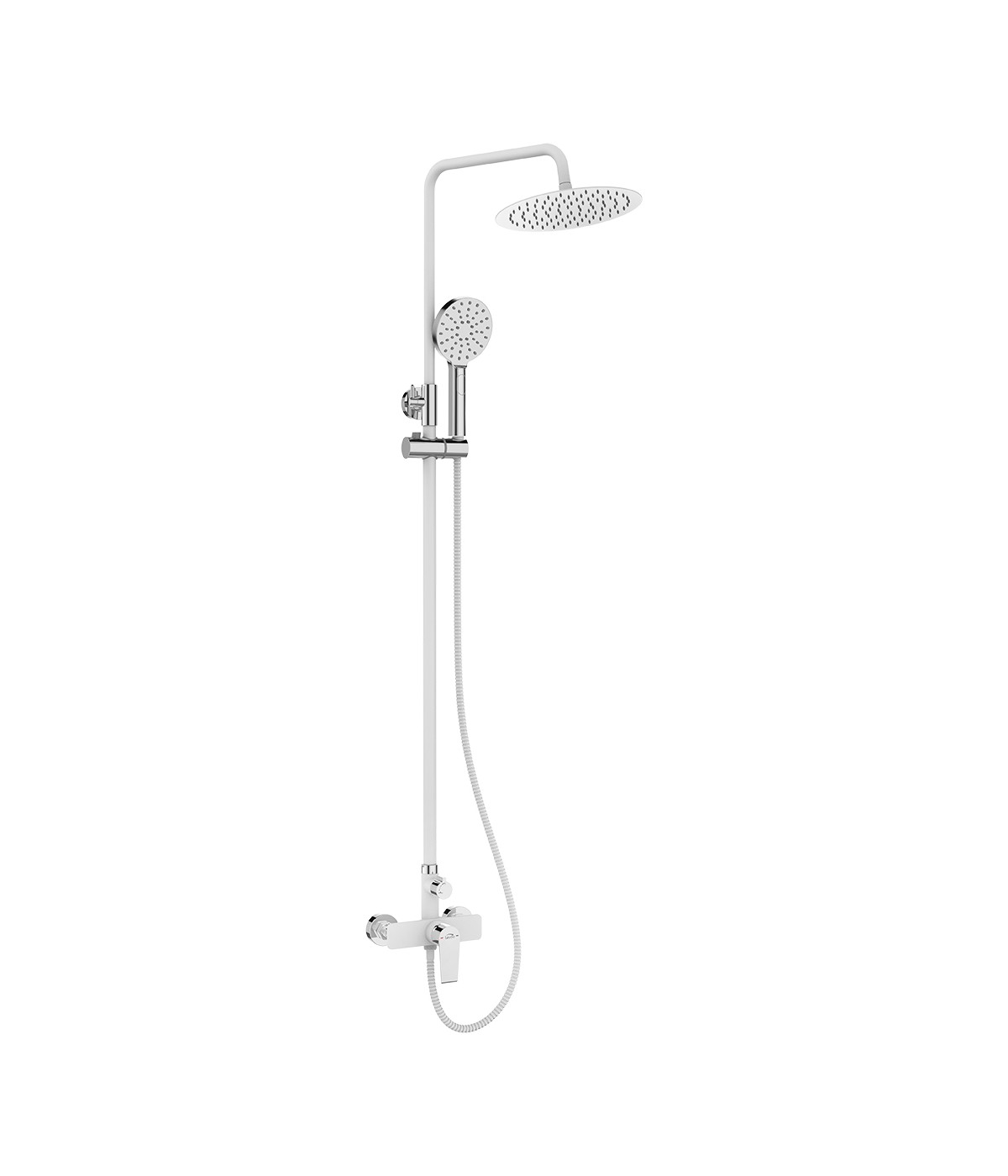Brausegarnitur LARGO Weiß-Silber Duschsäule