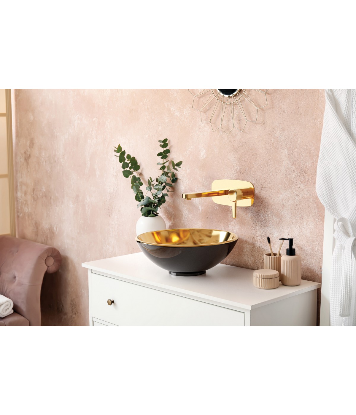 Waschtischarmatur GLAMOUR Gold Badarmatur Waschtischbatterie