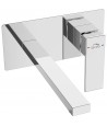 Waschtischarmatur KVADRATO Silber Badarmatur Waschtischbatterie + Click-Clack