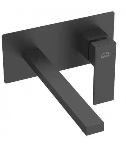 Waschtischarmatur KVADRATO Schwarz Badarmatur Waschtischbatterie + Click-Clack