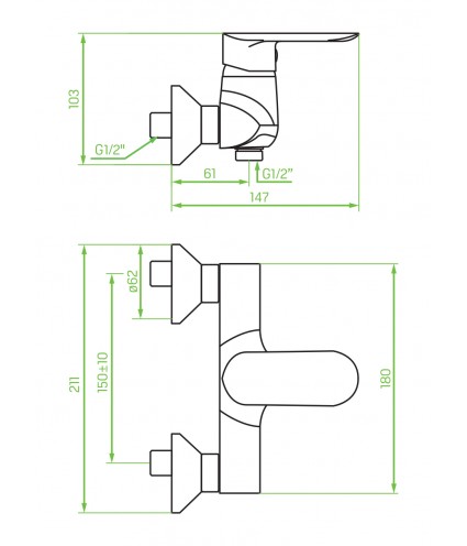 Brausearmatur APPIA Silber Badarmatur Duschbatterie