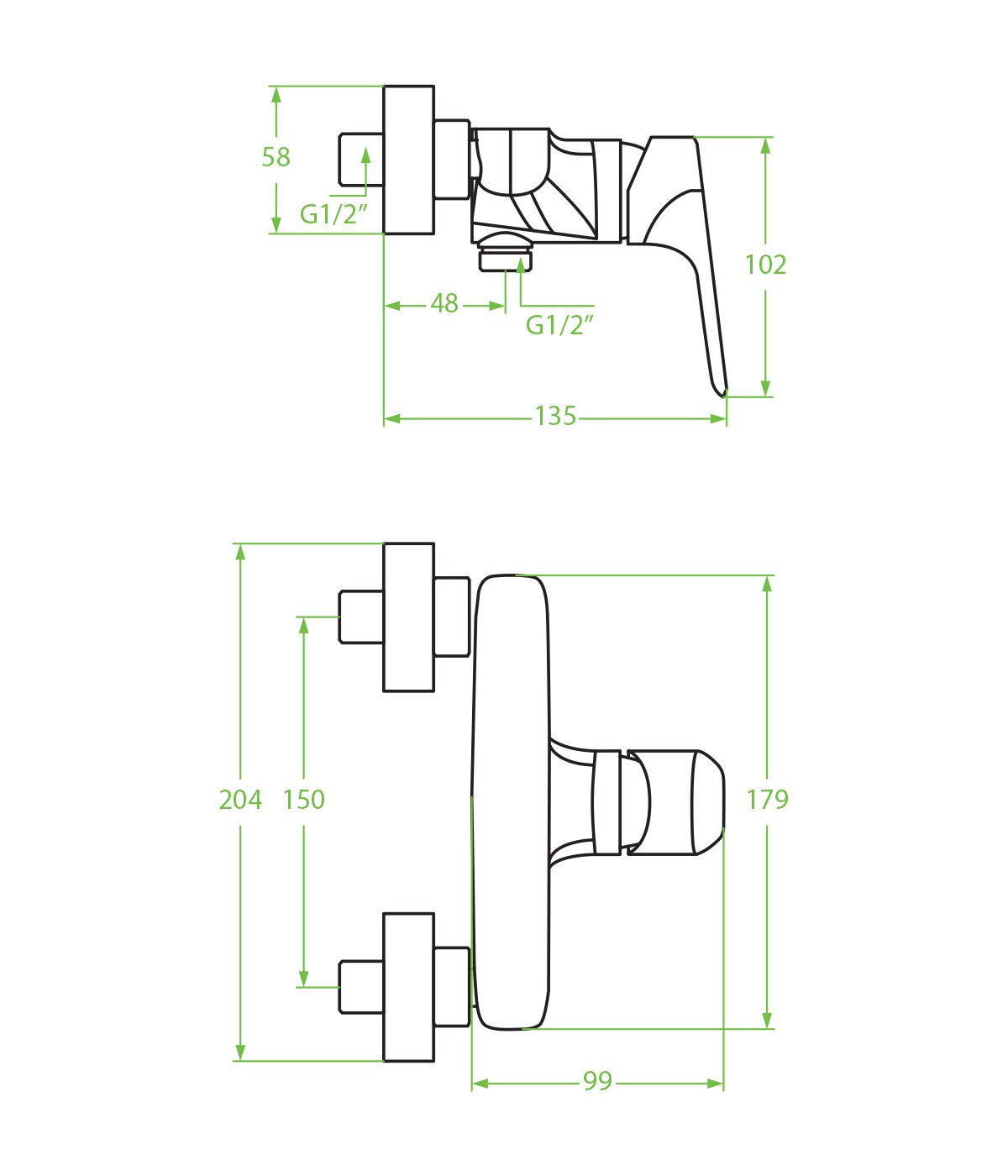 Brausearmatur RONDOZ Silber Badarmatur Duschbatterie