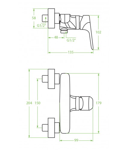 Brausearmatur RONDOZ Silber Badarmatur Duschbatterie